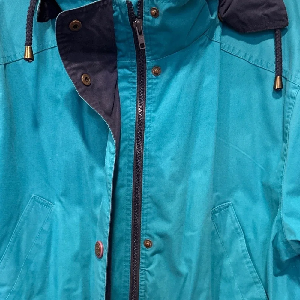 Vintage 90s Pacific Trail Women's Trench Jacket Coat Teal‎ Size M Fleece Lined